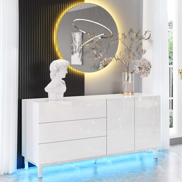 High Gloss Electroplated Sideboard Buffet Storage Cabinet
